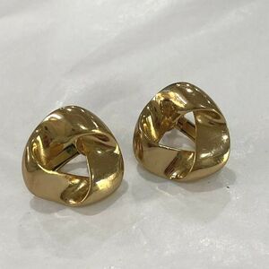 Vintage Vendome Clip On Earrings Gold Tone Infinity Ribbon Design Screw Backs